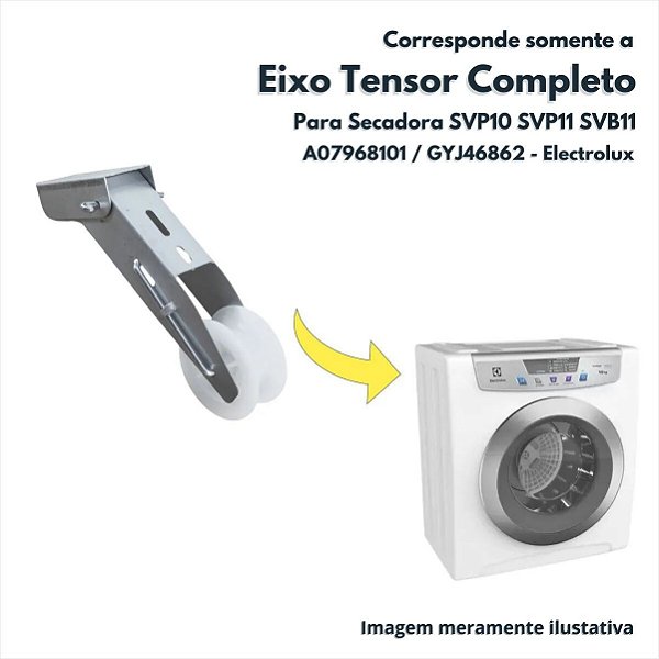 Eixo Tensor Completo Da Correia para Secadora SVP10 SVP11 SVB11 Electrolux Original A07968101 GYJ46862