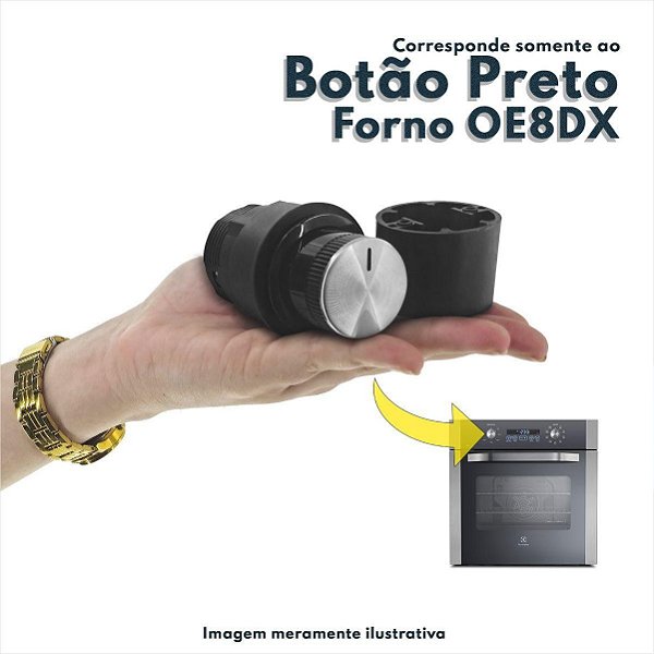 Botão Manipulo Preto Para Forno Elétrico OE8DX 291301000067 A07771501 Electrolux Original