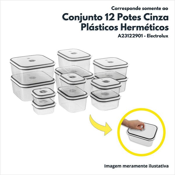 Conjunto 12 Potes Plásticos Herméticos Cinza Electrolux Original A23122901