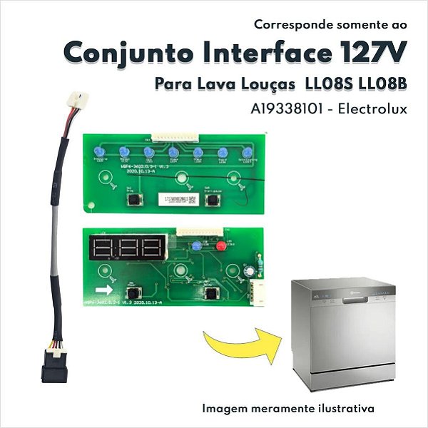Placa Interface 127V Com Cabo Menor Para Lava Louças LL08S LL08B Electrolux Original A19338101