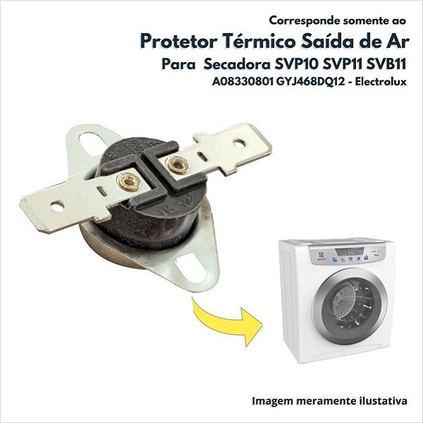 Protetor Térmico Saída de Ar Para Secadora SVP10 SVP11 SVB11 Electrolux Original A08330801 GYJ468DQ12