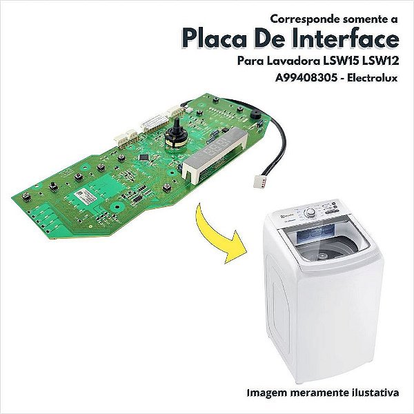 Placa De Interface Para Lavadora LSW15 LSW12 Electrolux Original A99408305 70203642