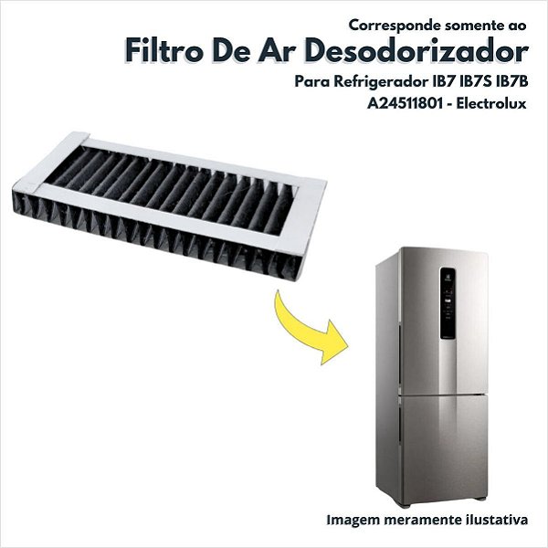 Filtro de Ar Desodorizador para Refrigerador IB7 IB7S IB7B Electrolux Original A24511801 242047806