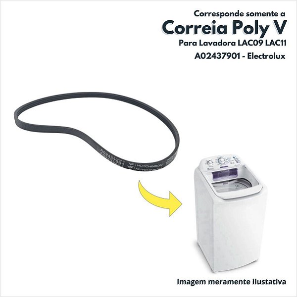 Correia Poly V Para Lavadora LAC09 LAC11 Electrolux Original A02437901