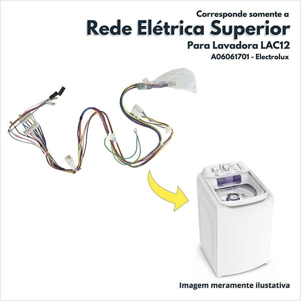 Rede Eletrica Superior Para Lavadora LAC12 Electrolux Original A06061701