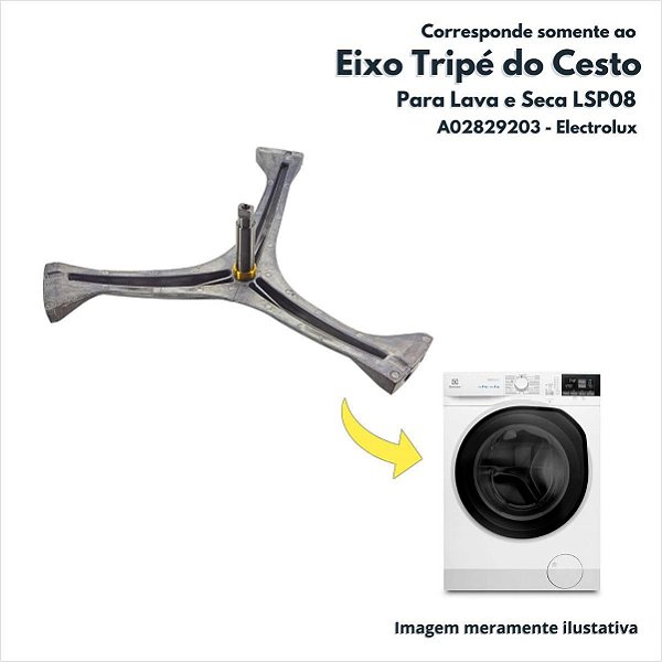 Eixo tripe do Cesto com Vedação Para Lava e Seca LSP08 Electrolux Original A02829203