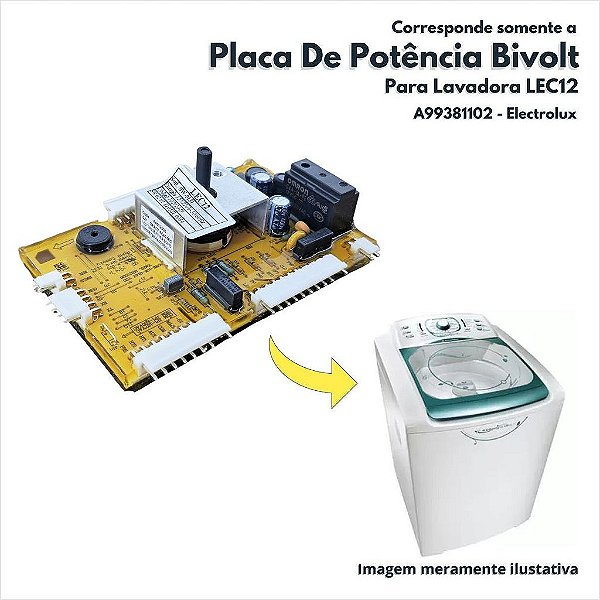 Placa De Potência Bivolt Para Lavadora LEC12 Electrolux Original A99381102 70202049