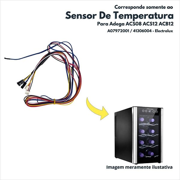 Rede Sensor De Temperatura Completo Para Adega ACS08 ACS12 ACB12 Electrolux Original A07972001 41306004