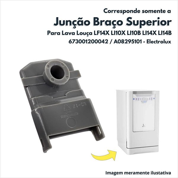 Junção Braço Superior Para Lava Louça LF14X LI10X LI14B Electrolux Original 673001200042 A08295101
