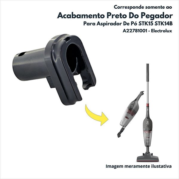 Acabamento Preto do Pegador para Aspirador de Pó STK15 STK14B Electrolux Original A22781001