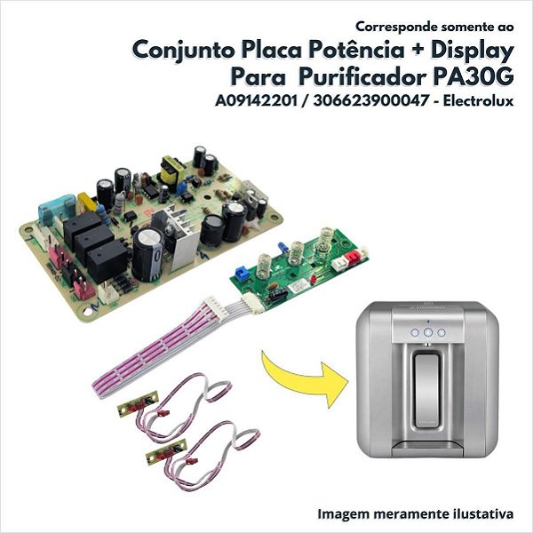 Conjunto Placas de Potência e Display Para Purificador de Aguá Pa30g Electrolux Original A09142201 306623900047