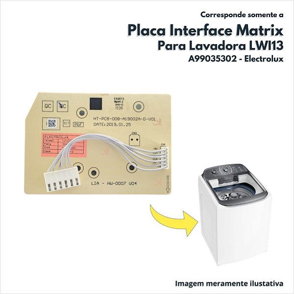 Placa Interface Matrix para Lavadora LWI13 Electolux A99035302