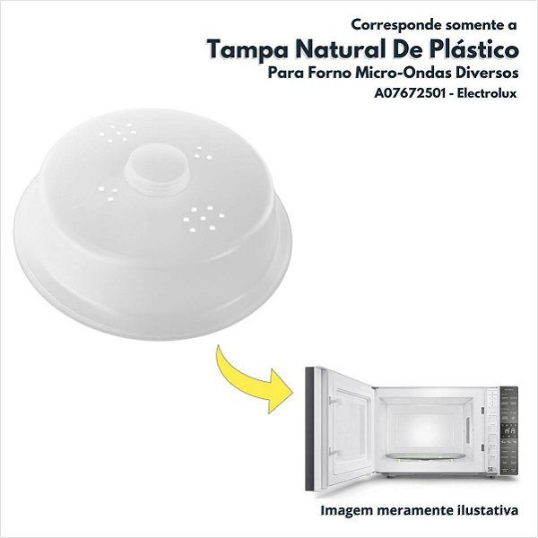 Tampa Natural de Plástico para Forno Micro-Ondas Electrolux Original A07672501