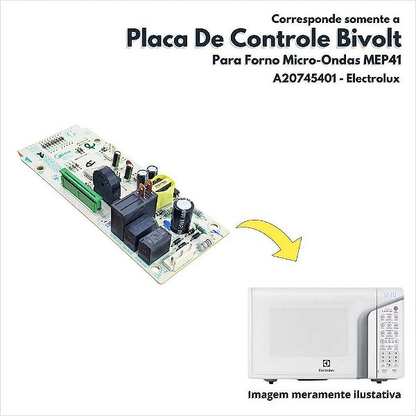 Placa De Controle Bivolt Para Forno Micro-Ondas MEP41 Electrolux Original A20745401