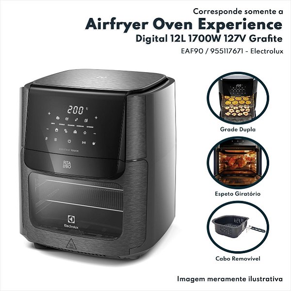 Airfryer Experience Oven Digital 12L 1700W 127V Cinza Grafite Electrolux Original - Eaf90 / 955117671