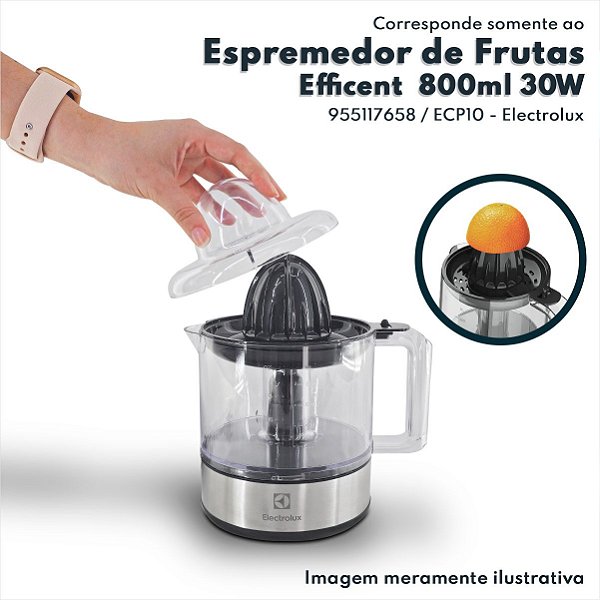 Espremedor de Frutas 127V 800ml 30W com 2 Cones Preto Efficent Electrolux Original 955117658 ECP10