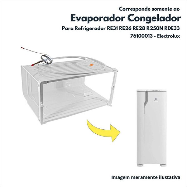 Evaporador Congelador Dobrado Martha Para Refrigerador RE31 RE26 RE28 R250N RDE33 RW35 R280N RE35 Electrolux Original 76100013