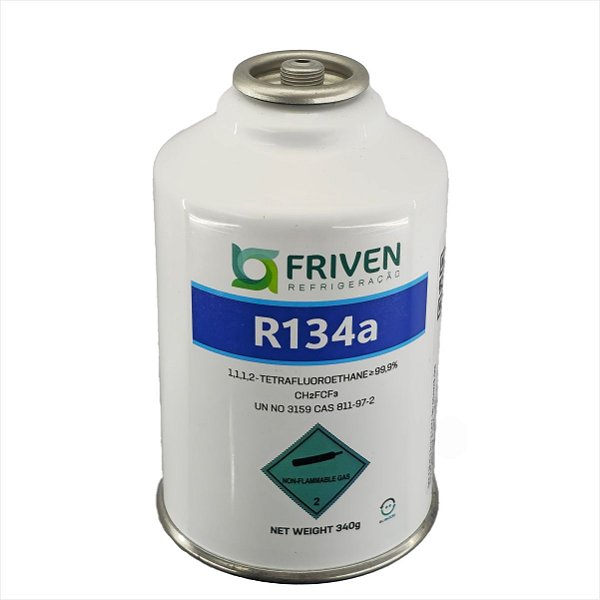 Gás Refrigerante R134A Lata 340g Tetrafluoroetano 2.2 Friven ONU: 3159 - IBAMA: 900 R-134A