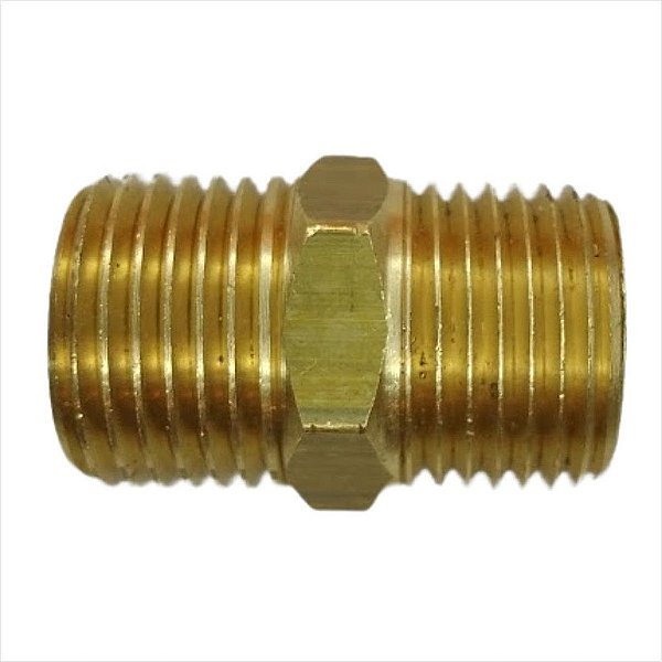 Niple Rosca 1/2 x 1/2 Gás BSP Latão Dourado Jackwal 2820