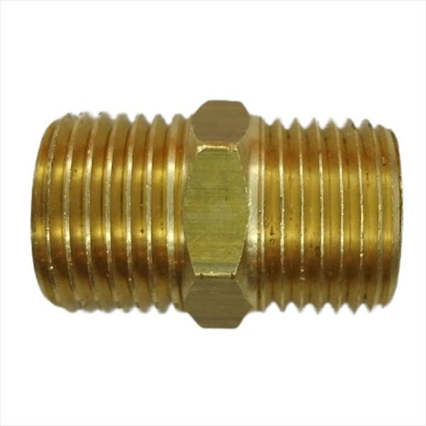 Niple Rosca 1/2 x 1/2 Gás BSP Latão Dourado Jackwal 2820