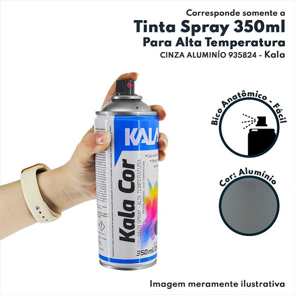 Tinta Spray Cinza Alumínio 350ml 250g para Alta Temperatura Kala 935824