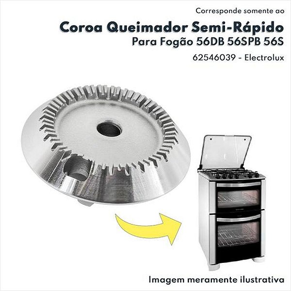 Coroa do Queimador Semi Rápido Para Fogão Electrolux GC60V GC75V GF75X A09998201 807468202