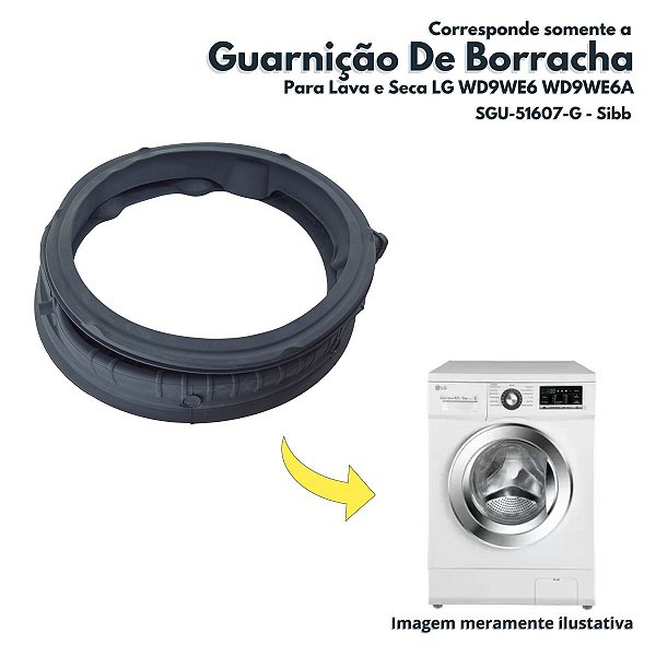 Guarnição Borracha da Porta Para Lava E Seca LG WD9WE6 WD9WE6A Sibb SGU-51607-G