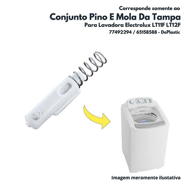 Conjunto Pino E Mola Da Tampa Para Lavadora Electrolux LT11F LT12F DePlastic - 77492294 / 65158588