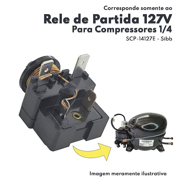 Rele de Partida 1/4 127V 50/60HZ 4 Terminais Para Compressores Sibb - SCP-14127-E