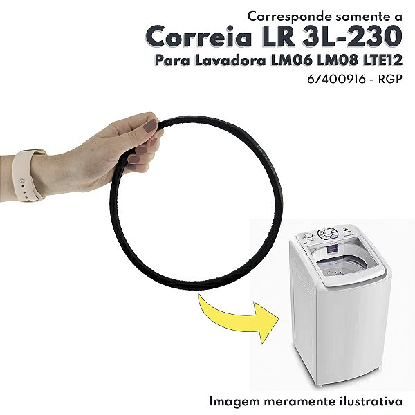 Correia 3L-230 LR Para Lavadora De Roupas LTE09 LTC10 LTS12 LTE12 LS12Q LTR10 LT12 Electrolux 67400916 RGP