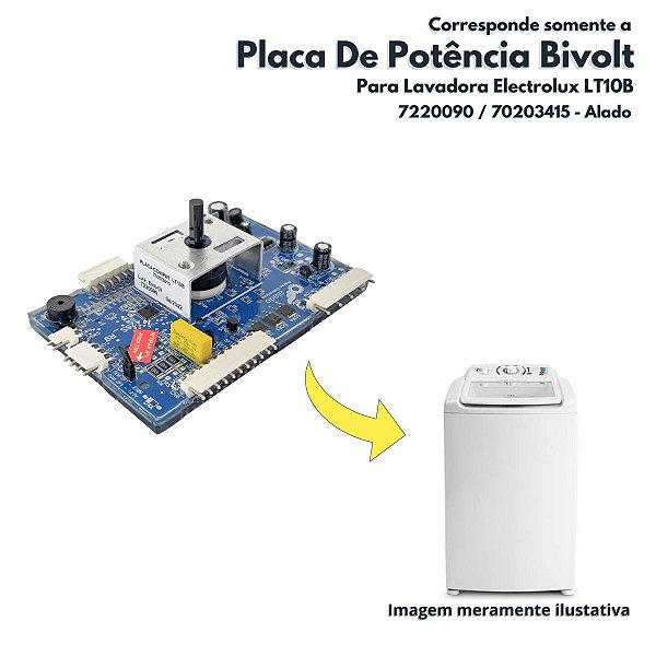 Placa De Potência Bivolt Para Lavadora Electrolux LT10B Alado 7220090 70203415 A99035170