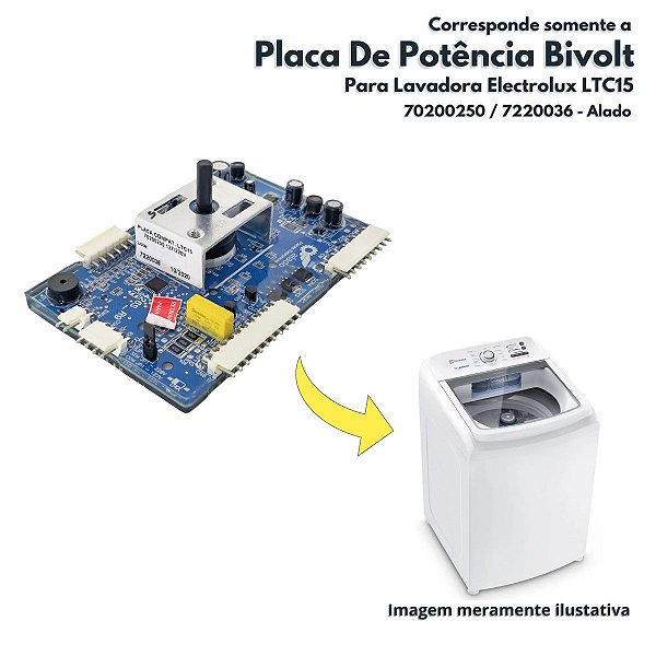 Placa De Potência Bivolt Para Lavadora Electrolux LTC15 Alado 70200250 7220036
