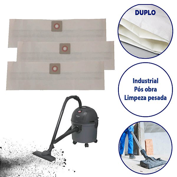 Kit 3 Sacos DUPLO AllClean Compatível Aspirador De Pó Philco PH10