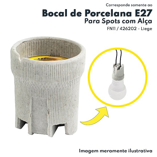 Bocal De Porcelana E27 Para Spot Com Alça Liege FN11 426202