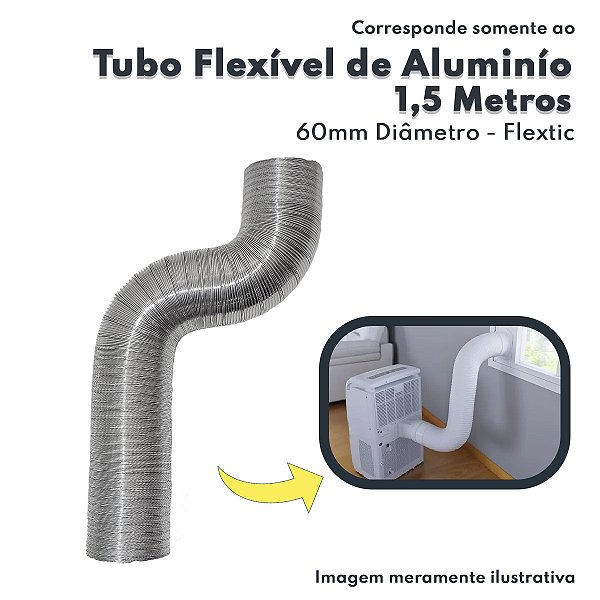 Tubo Flexível de Alumínio Para Exaustão do Aquecedor de Água a Gás Diâmetro 60mm Comprimento 1,5m Flextic 03004000106 Di