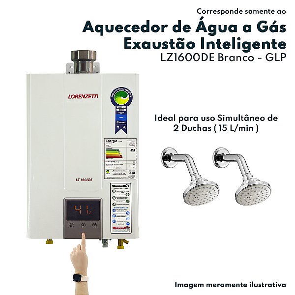 Aquecedor De Água A Gás LZ 1600DE GLP Digital Bivolt Branco 15 Litros Por Minuto Lorenzetti LZ1600DE-B22