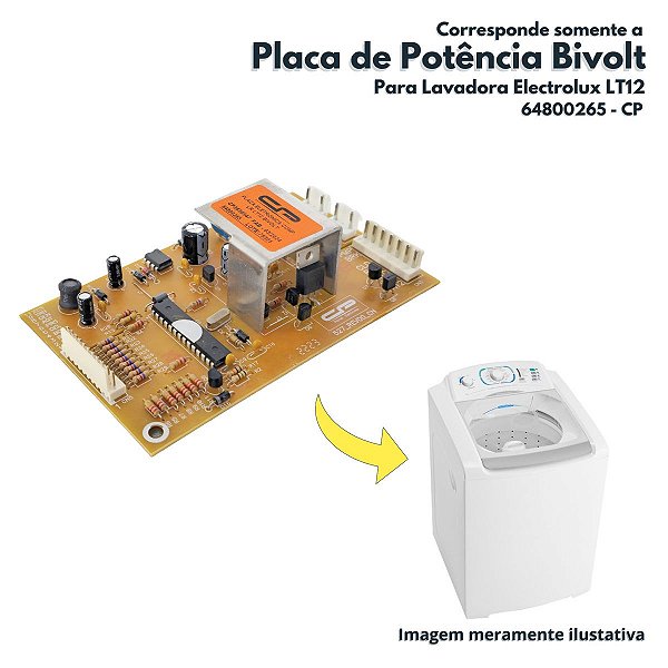 Placa de Potência Bivolt Para Lavadora Electrolux LT12 CP 64800265 A10268501 3630547