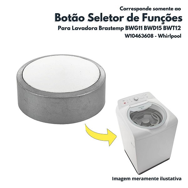 Botão Manipulo Enconder para Lavadora Brastemp BWG11 BWD15 BWT12 Whirlpool - W10463608