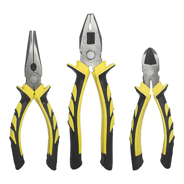 Conjunto 3 Alicates de Aço Universal 8 Corte 6 Bico 6 StarTools - AR0403