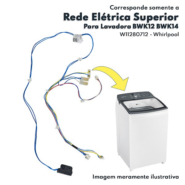 Rede Elétrica Superior Interface Reed Switch Lavadora Brastemp Consul Bwk12 Bwk14 Whirlpool - W11280712