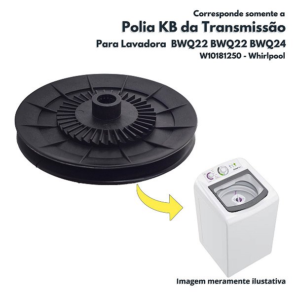 Polia Em V do MecanismoPara Lavadora BLL22 BWF22 BWQ22 BWQ22 BWQ24 Whirlpool W10181250 Original Brastemp e Consul