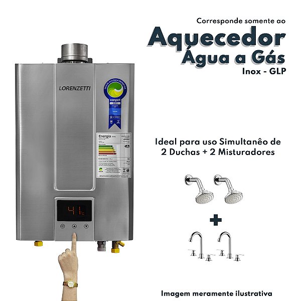 Aquecedor De Água a Gás LZ 2500DE-I GLP Inox Bivolt Digital 23,5l/min Lorenzetti - LZ 2500DE-I / LZ2500DE