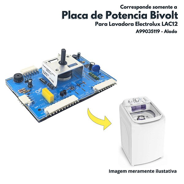 Placa de Potencia Bivolt Para Lavadora Electrolux LAC12 Alado - A99035119