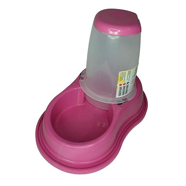 Comedouro Automático Com Tampa e Trava - Rosa
