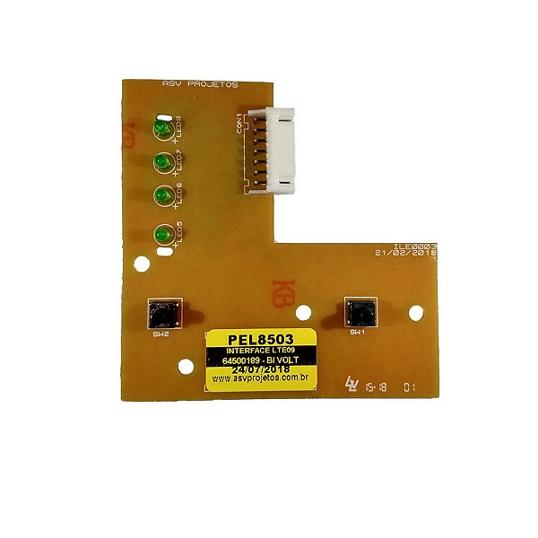 Placa De Interface PEL8503 Bivolt Compatível Para Lavadora De Roupas Electrolux LTE09 ASV - 64500189