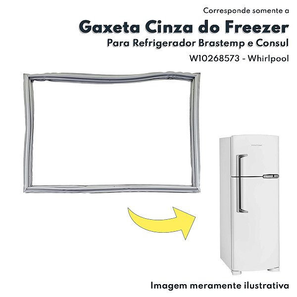 Gaxeta Cinza Borracha de Vedação da Porta do Freezer Para Geladeira Brastemp e Consul CRM37 BRM39 BRD36 CRD39 Whirlpool