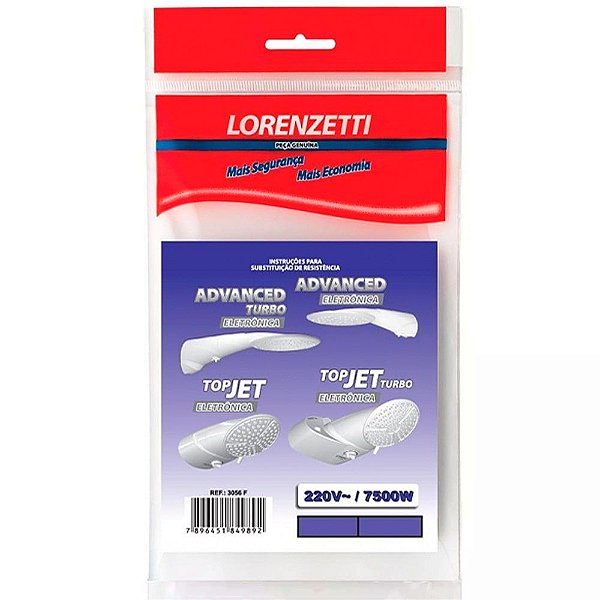Resistência Para Chuveiro Advanced/Top 3056-F 7500W Lorenzetti 220V