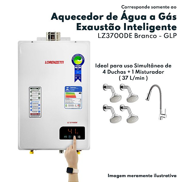 Aquecedor de Água a Gás LZ 3700 DE GLP Branco Exaustão Forçada Bivolt 37 Litros Por Minuto Lorenzetti Gás Liquefeito De