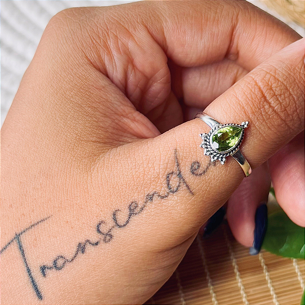 Anel Gota Peridoto - Prata 925