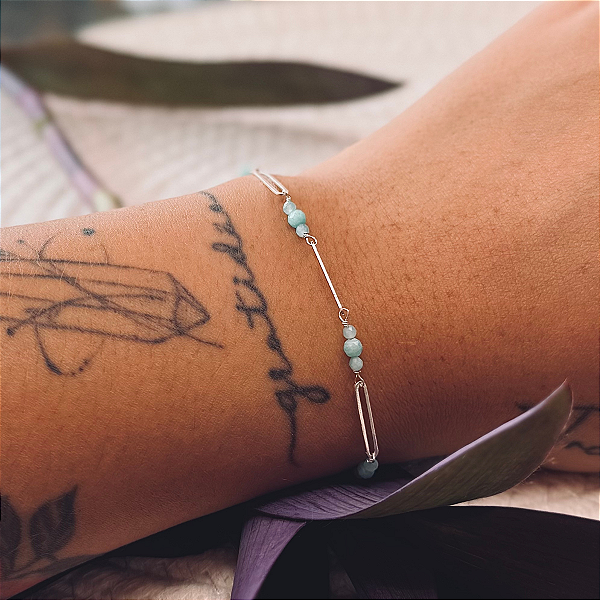 Pulseira Mini Esferas De Turquesa - Prata 925